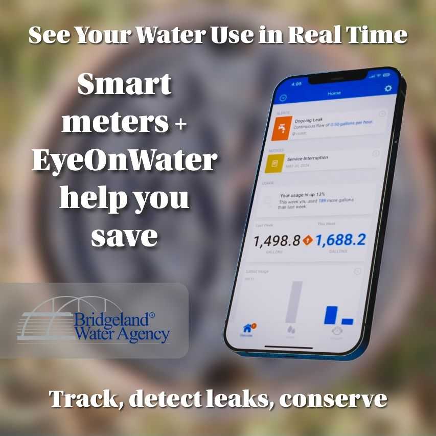  A smart phone with EyeOnWater data showing on the screen